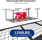 FLEXIMOUNTS 3x8 Overhead Garage Ceiling Storage Rack, Adjustable Garage Organization System, Heavy Duty Metal, 750lbs Weight Capacity, Hammertone, Classic Series
