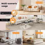 22.8 Inch Glass End Table, Modern Small Square Side Table with Black Tempered Glass Top and Silver Stainless Steel Legs, for Living Room, Bedroom, Apartment