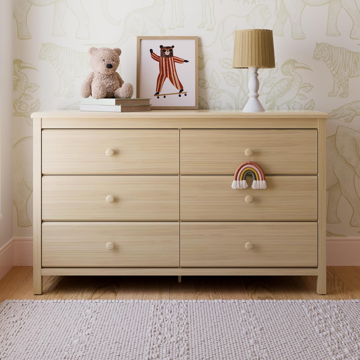 Storkcraft Alpine 6-Drawer Dresser, Driftwood | GREENGUARD Gold Certified, Brown Dresser for Bedroom, Kids & Nursery Storage, Safety Interlocking Drawers, Kids Bedroom