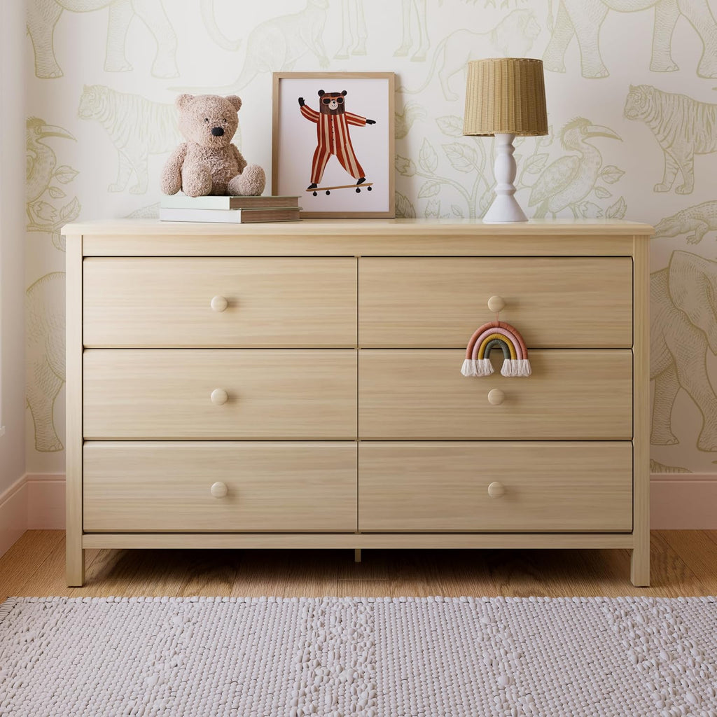 Storkcraft Alpine 6-Drawer Dresser, Driftwood | GREENGUARD Gold Certified, Brown Dresser for Bedroom, Kids & Nursery Storage, Safety Interlocking Drawers, Kids Bedroom