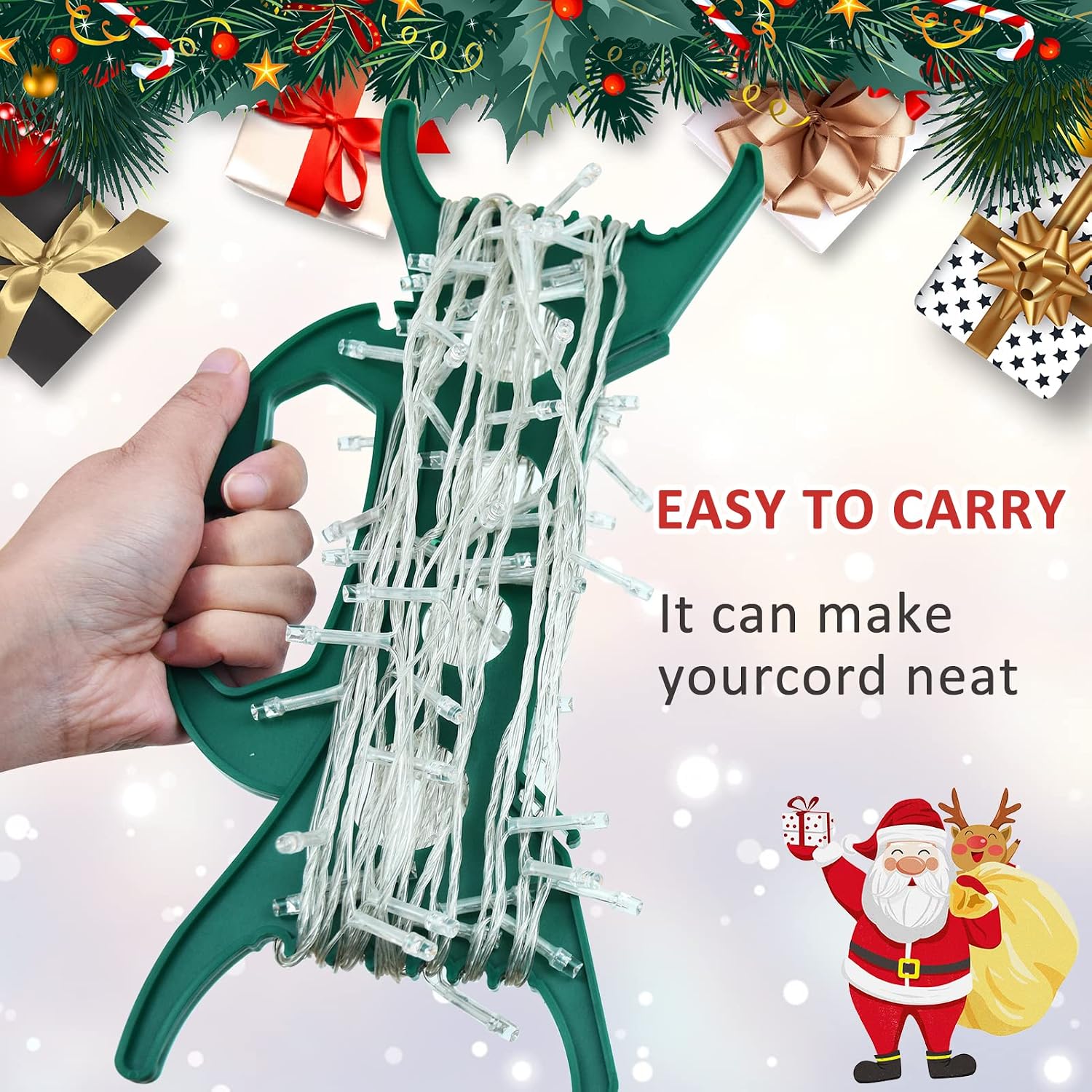 4PCS Christmas Lights Storage Holder Green Holiday Light Organizer All Purpose Lights Cord Wind Up Christmas Light Winder String Lights Storage for Tree Lights Garland Beads Extension Cord