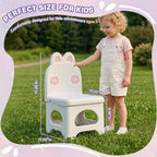 Kids Folding Chair, Safe Ergonomic Toddler Seat, Durable Small Plastic Chair for Classroom Camping, Lightweight & Easy Clean (White)