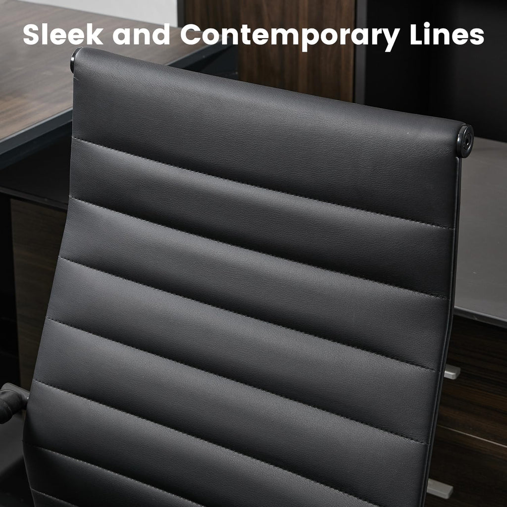 Office Desk Chair Leather, Conference Room Chairs with Wheels, Modern Executive Computer Guest Chairs with Arms.