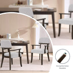adochr Modern Wood Dining Chairs with Arms, Velvet Upholstered Kitchen Chairs with Hardwood Legs & Open Curved Backrest, Accent Chairs 350 LBS Capacity, Grey