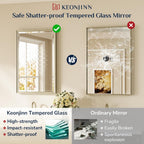 Keonjinn 20" x 30" Brushed Nickel Bathroom Mirrors for Over Sink, Silver Vanity Mirror for Wall, Thick Metal Framed, Beveled Edge Tempered Glass, Modern Farmhouse Rectangle Mirror for Bathroom Decor