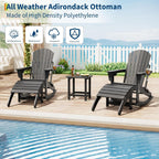 HDPE Adirondack Ottoman Foot Rest, Weather Resistant Outdoor Footstool for Adirondack Chair, Resin Patio Porch Poolside Lawn and Backyard Use