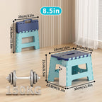 Cetomo 8.5 Inch Folding Step Stool, Plastic Durable Stool, Foldable Kitchen Stool for Adult, Portable Seat for Bedroom, Shelf, Heavy Duty, Blue, 1 Pack