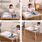 Asweets Sensory Table for Toddlers, Indoor Table with Storage Bins, Kids Play Activity Desk with 3 White Bins & 2 Chairs for Boys Girls Gift, 29''L x 20''W x 21''H