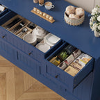 HITHOS 55" Sideboard Buffet Cabinet with Storage, Modern Kitchen Buffet Storage Cabinet with Drawers, Wood Coffee Bar with Adjustable Shelves, Large Sideboard for Kitchen, Living Room, Blue