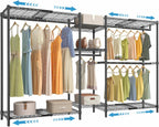 VIPEK Classic V6X Dynamic Closet System, Expandable Freestanding Clothes Rack with Shelves & Hanging Rods, Adjustable Width 62"-96", Modular Metal Clothing Rack Organizer for Reach-in Closet