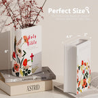 Holy Bible Book Vase, Cute Unique Ceramic Flower Vase - Pink Home Office Desk Accessories Decor, Prayer Room Bookshelf Decorations - Book Lovers Gifts, Religious or Christian Gifts for Women Mom