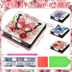 Saillong 4 Pcs Butterfly Diamond Painting Note Box Kit Flower Sticky Note Holders DIY Diamonds Art Storage Box with 160 Sticky Notes Painting Memo Pad for Office Supplies Desk Gifts