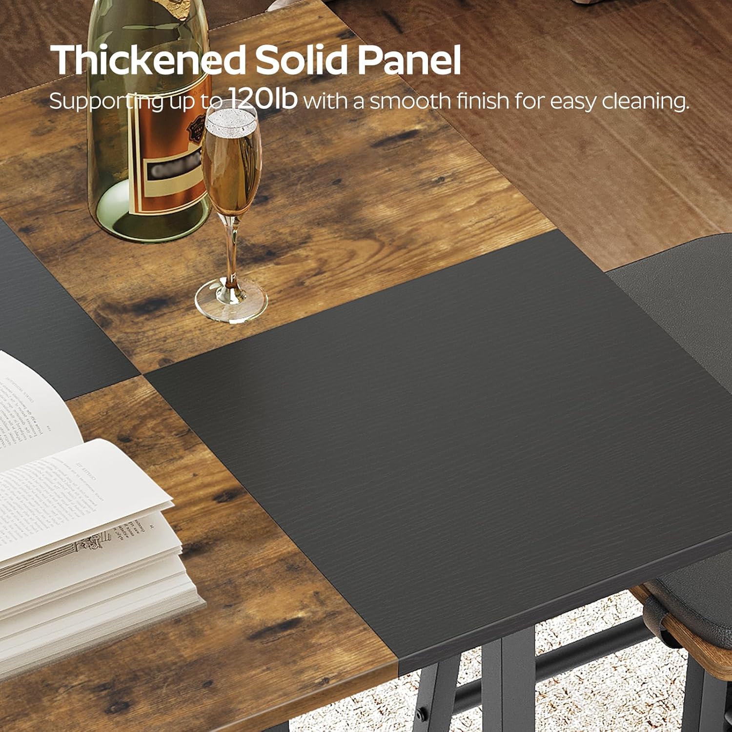 YATINEY Bar Table, Kitchen Dining Table, Bar Counter Height Table, Pub Color Matching Breakfast Table, for Dining Room, Tavern, Coffee Corner, Party, Rustic Brown and Black BT02BR
