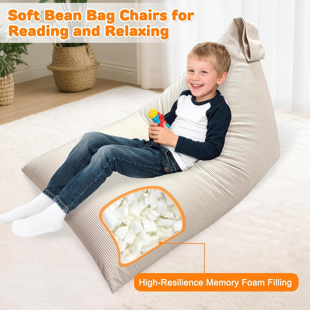 Lukeight Bean Bag Lounger Chair with Memory Foam for Kids Teens Adults, Bean Bag Sofa with Removable Cover, Cozy Beanbag Chair for Living Room, Lazy Sofa for Gaming and Reading, Large