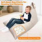 Lukeight Bean Bag Lounger Chair with Memory Foam for Kids Teens Adults, Bean Bag Sofa with Removable Cover, Cozy Beanbag Chair for Living Room, Lazy Sofa for Gaming and Reading, Large