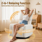 Korser 360° Rocking Chair, Nursery Rocker Chair with Side Pockets, Glider Nursing Chair with Steel Structure Base, Small Chair for Small Spaces, Sherpa Swivel Accent Chairs for Living Room, Nursing