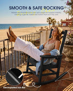 KINGYES Oversized Outdoor Rocking Chair Set of 2, High Density Polyethylene Patio Rocking Chairs with 350lbs Support for Adults,Porch Recliner Rocker, Black