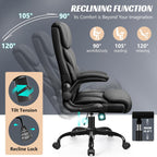 HeroSet Office Chair, Ergonomic Big and Tall Computer Desk Chairs, Executive Breathable Leather Chair with Adjustable Flip-up Armrests, Lumbar Support Swivel PC Chair with Rocking Function,Matte Black