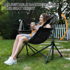 TIMBER RIDGE Hammock Camping Chair, Oversized Swinging Hammock Chair with Adjustable Back and Seat for Outdoor Lawn, Sports, Supports 400lbs, Black