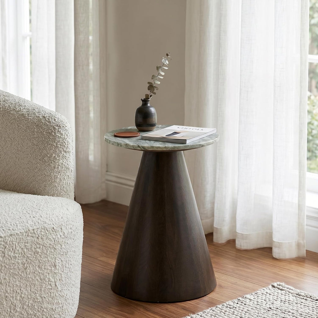Signature Design by Ashley Waltnor Casual Accent Table with Marble Top, Gray & Dark Brown