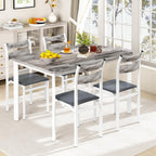 Recaceik Dining Table Set for 4, Wood Kitchen Table with Metal Frame & MDF Board, 5-Piece Kitchen Table Set for Small Space, Dinette and Apartment, Rustic Grey