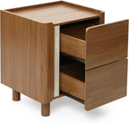 LuxenHome 21.6" Brown Nightstand with 2 Drawers, Mid Century Modern Night Stand for Bedroom, Wooden Bedside Table for Living Room