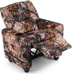 GLACER Kids Recliner with Cup Holder, Velvet Toddler Lounge Chair w/Adjustable Backrest & Footrest, Spring-Loaded Seat Cushion, Push Back Toddler Sofa for Boys & Girls Ages 3+ Years Old (Camouflage)