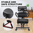 Ergonomic Kneeling Chair with Backrest & Lumbar Support, Adjustable Height Desk Chair with Wheels & Thick Cushion, Ideal for Office & Work from Home, Support Upright Sitting & Relieve Back Pain