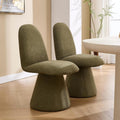 DUOMAY 360° Swivel Dining Chairs Set of 2, Mid Century Modern High Back Upholstered Kitchen Room Chair with Silent Rotating Base, Soft Chenille Accent Chair for Home Office Bedroom Reading, Green