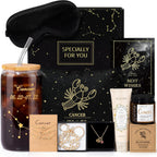 14PCS Cancer Birthday Gifts for Women, Cancer Zodiac Gifts for Women Baskets, Get Well Gifts for Best Friend Sister, Can Astrological 16 oz Glass Cups Candle with Zodiac Gift Set Box