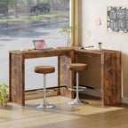 MAHANCRIS Bar Table, 35.4" Counter Height Pub Table, Industrial Rectangular Hightop Table, Kitchen Dining Bar Height Tables with Footrest, for Narrow Space, Rustic Brown and Black （Only Table）BTHR1901