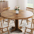 47" Round Dining Table for 4, Farmhouse Kitchen Dining Room Table, Brown | Circle Dinner Table, Kitchen Dining Room Furniture (Table Only)
