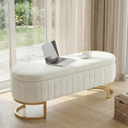 65 Inch Storage Ottoman Bench Velvet End of Bed Storage Bench King Size Upholstered Tufted Bench Large Space for Bedroom Living Room Entryway Beige