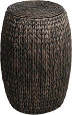 happimess SSL1001C Colt 21.06" Coastal Bohemian Handwoven Hyacinth Barrel Wicker Storage Basket with Lid End Table, Side Table for Decoration in Bathroom, Bedroom, Living Room, Black