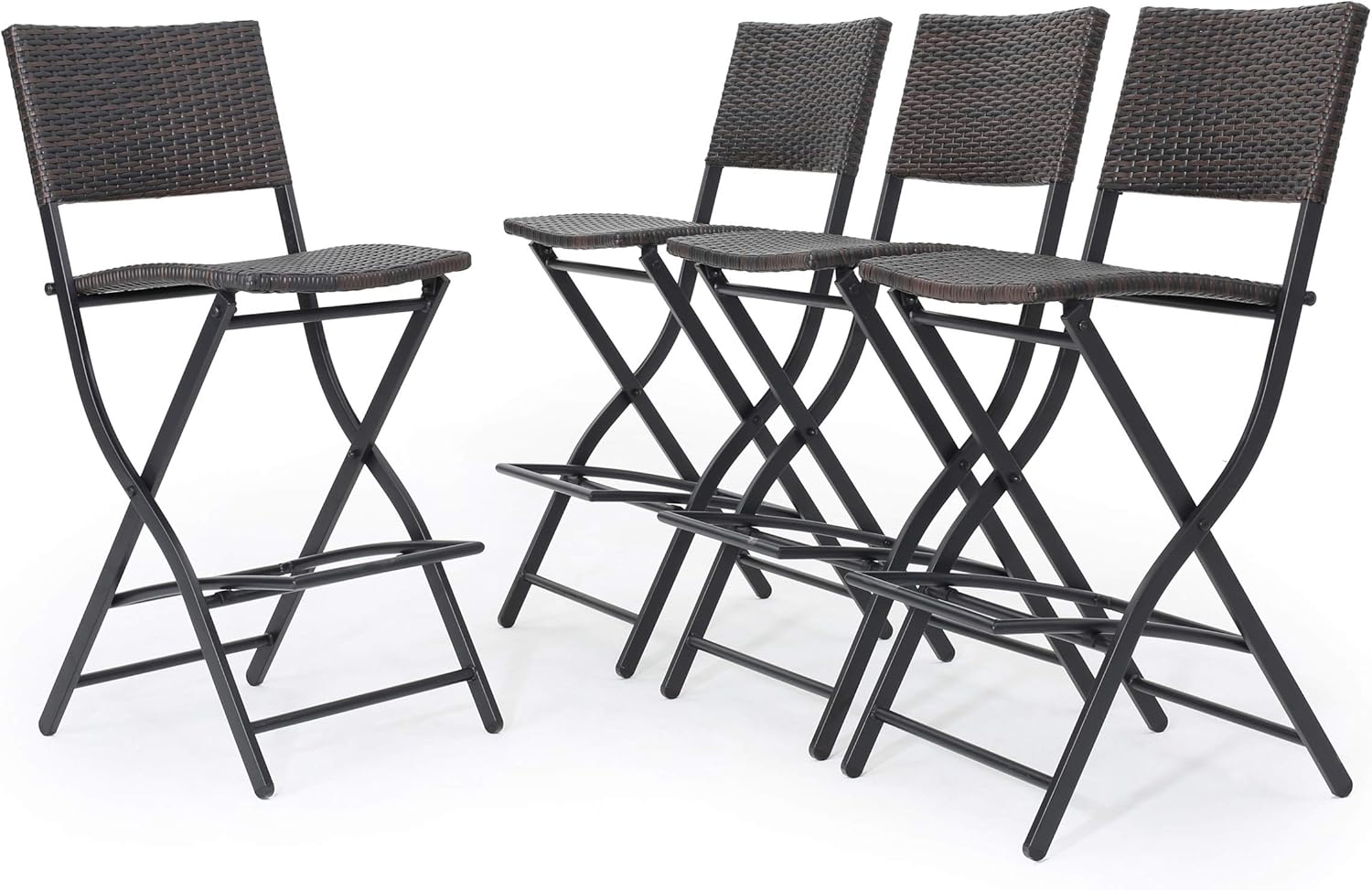 Christopher Knight Home Margarita Outdoor Wicker Barstools, 4-Pcs Set, Multibrown