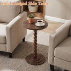 Small Round Side Table, C Table End Tables for Sofa, Sofa Round Tables for Living Room Study and Small Spaces (Walnut)