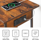 HOOBRO Record Player Stand with Charging Station and LED, Turntable Stand with Storage, 3 Tier End Table Hold Up to 100 Albums, Record Table for Vinyl, Living Room, Rustic Brown and Black BF06UDRS01