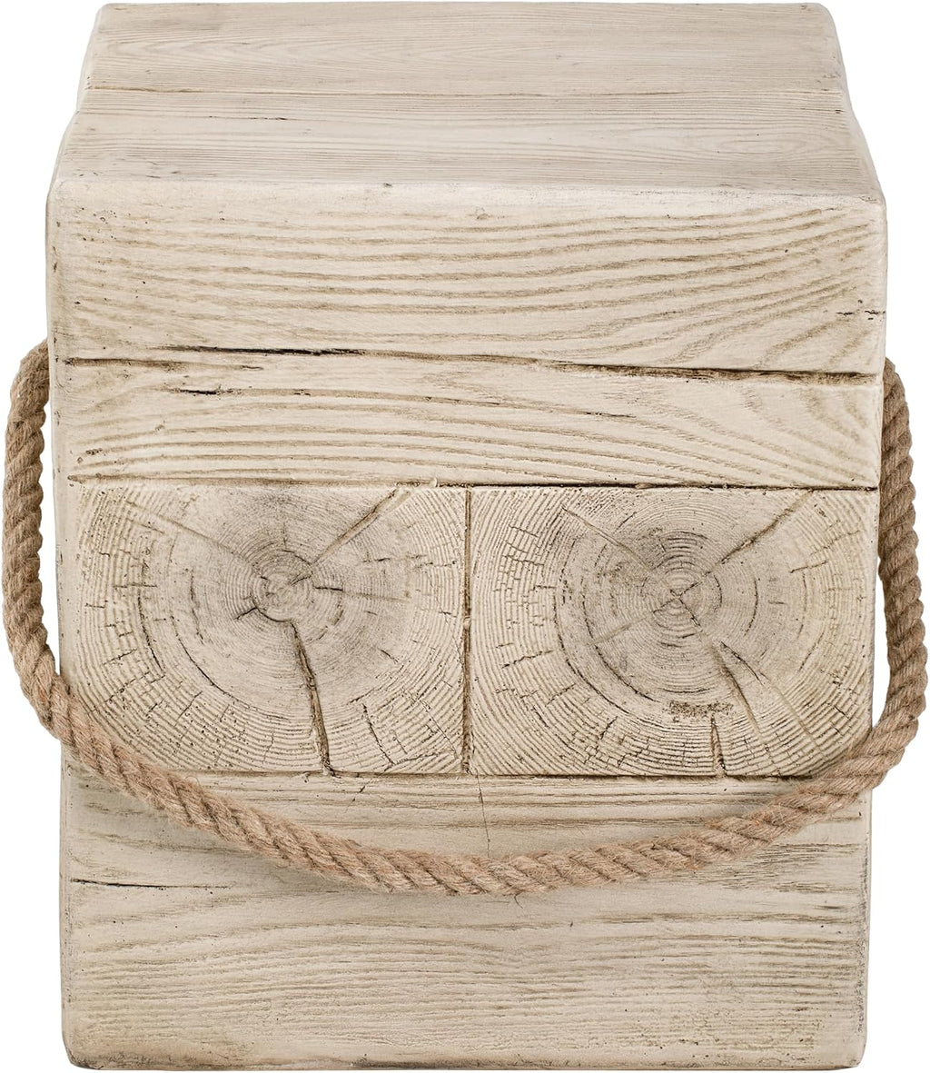 Stone Side Table,Round Faux Marble Side Table,Modern Small Stone End Table for Balcony (wood-28)