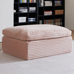 38.7" Plush Corduroy Ottoman, Upholstered Cloud Ottoman for Boneless Couch in a Box,Oversize Poufs for Living Room & Bedroom Sofa Ottoman,Comfy Seating with Dense Foam Padding,Pink