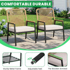 LIFERUN 8-Piece Patio Armchairs Set, Wide Outdoor Rattan Chairs (22in Seat Width) with Ergonomic Curved Backrest, 3.15in Thick Cushions, WPC Armrest, for Balcony, Backyard, Terrace, Beige