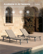 Ciokea Foldable Outdoor Lounge Chair Set of 2, No Assembly Aluminum Chaise Lounge Outdoor with 5 Adjustable Positions, Pool Lounge Chairs with Portable Design for Pool, Deck, Beach, Patio (Khaki)