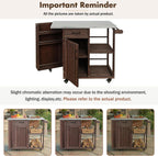 40 Natural Fir Wood Garden Table for Planting, Planter Bench with Stainless Top, Outdoor Storage Cabinets with Lockable Wheels for Backyard Gardening, Dark Brown