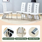 White Dining Chairs Set of 4, Upholstered Kitchen Chairs Set of 4 | Faux Leather Cushion and Metal Legs, Modern Dining Room Chair for Restaurant Kitchen