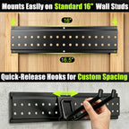 Garage Tool Organizer Wall Mount, 49.5 Inch Heavy Duty Garage Organization System with 10 Adjustable Hooks, Garden Tool Storage Rack for Garage, Yard & Shed, Holds Up to 400 lbs