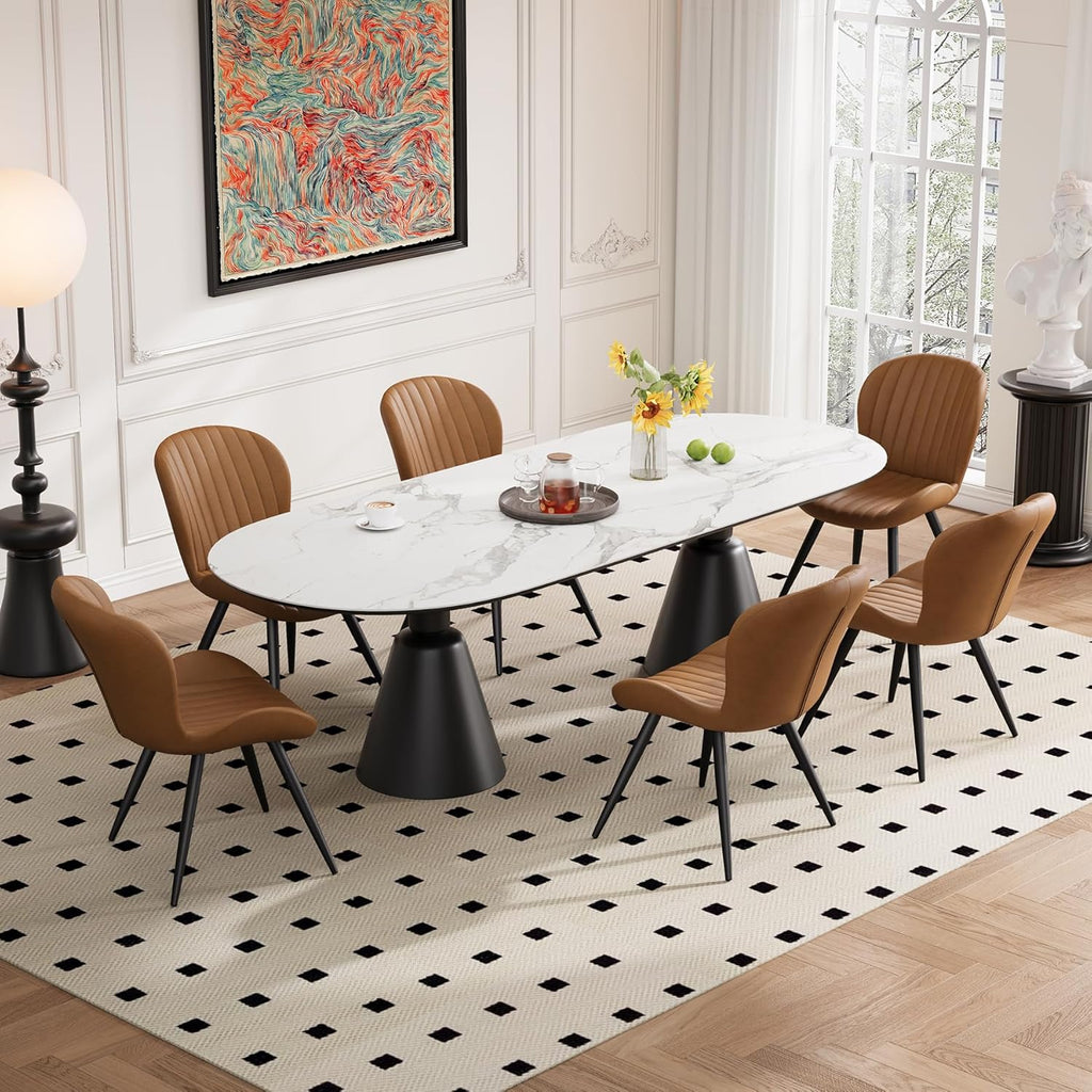 Dining Chairs Set of 4, Modern Dining Room Chairs, Fabric Kitchen Chair Upholstered Dining Chairs with Thick Cushions for Kitchen and Dining Room Brown