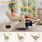 Korser 360° Swivel Rocker Recliner Chair, Rocking Chair Nursery with Massage and Heat, Small Recliners for Small Space, Manual Recliner Chair with Cozy Chenille Fabric, Side Pockets for Living Room