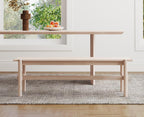 EALSON Solid Wood Bench Modern Farmhouse Entryway Bench 55” Long Dining Benches Seat End of Bed Benches for Bedroom, Kitchen, Hallway, Living Room, White Wash