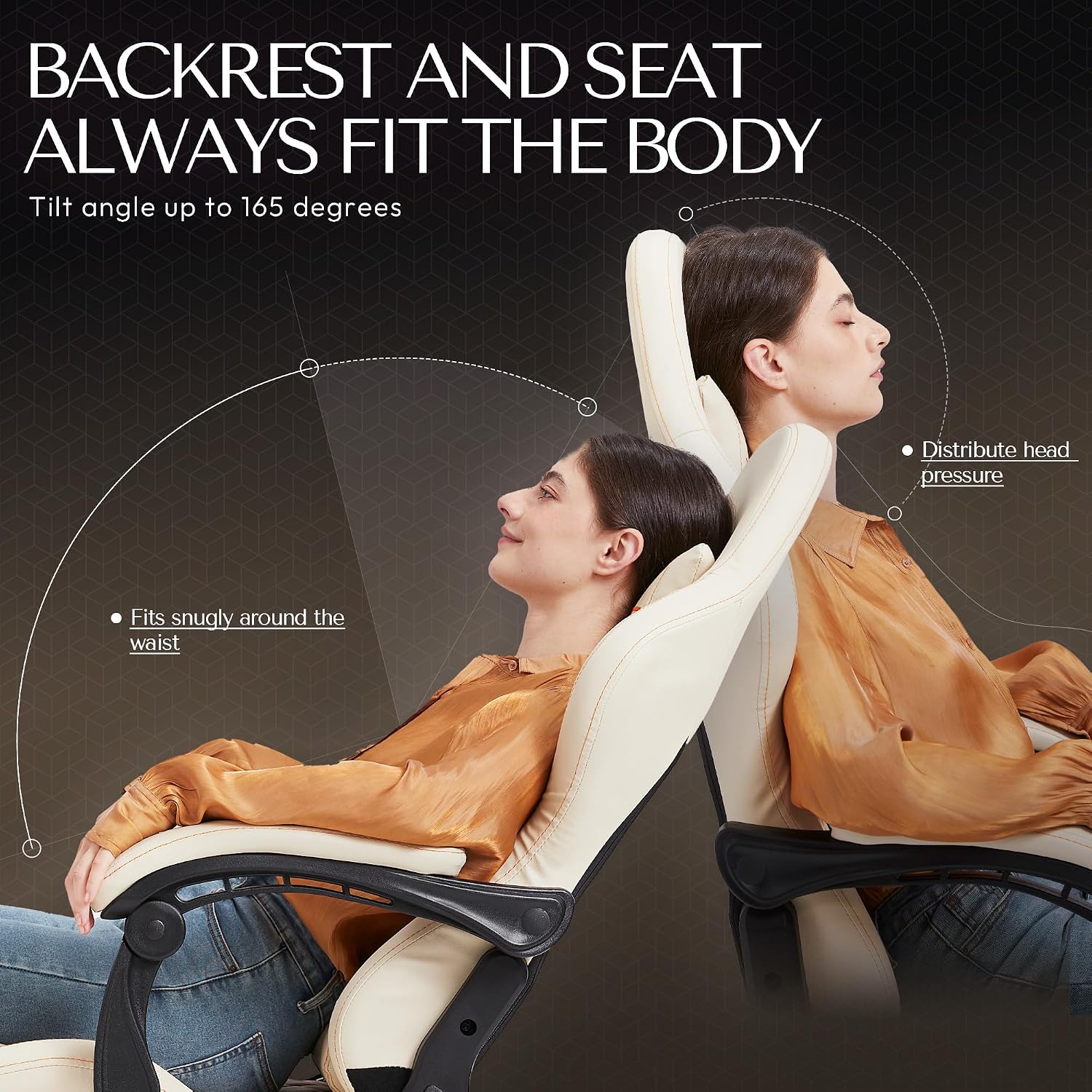 Dowinx Gaming Chair Big and Tall, Ergonomic Computer Chair with Footrest and Massage Lumbar Support, High Back Comfortable Gamer Chair for Adults 350Lbs PU Leather for Office Game, Ivory