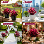 Large Realistic Artificial Boston Fern & Dragon's Blood Tree Artificial Turf UV Resistant Red Fern Ti Plants Vibrant Pink & Purple Faux Foliage Faux Fake Ferns Shrubs Outdoor Garden Decor