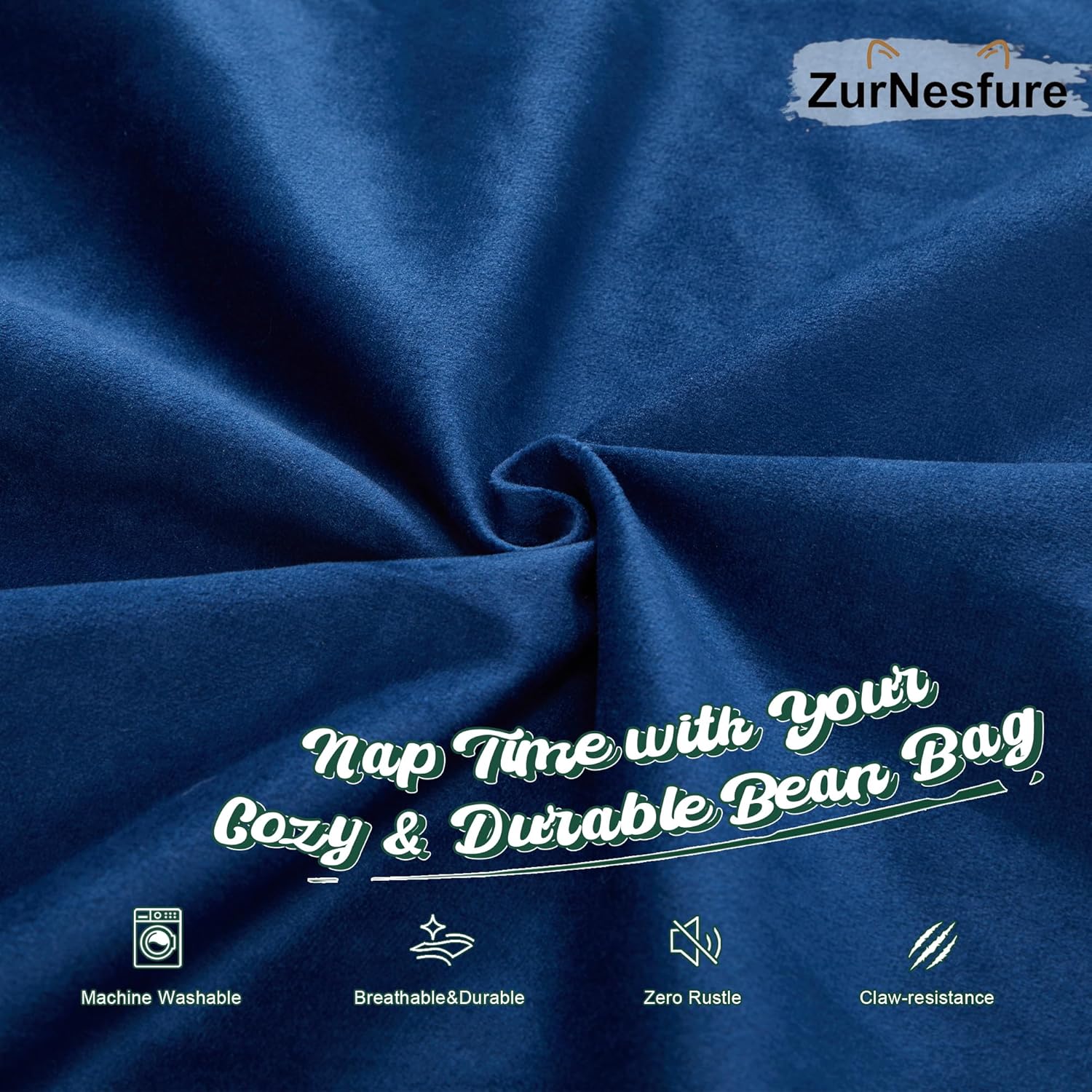 ZurNesfure Bean Bag Chairs for Adults 3FT Large Bean Bag Chair Memory Foam Filled Lazy Sofa with Removable Washable Cover Beanbag for Living Room Bedroom Dorm (Blue, Medium)